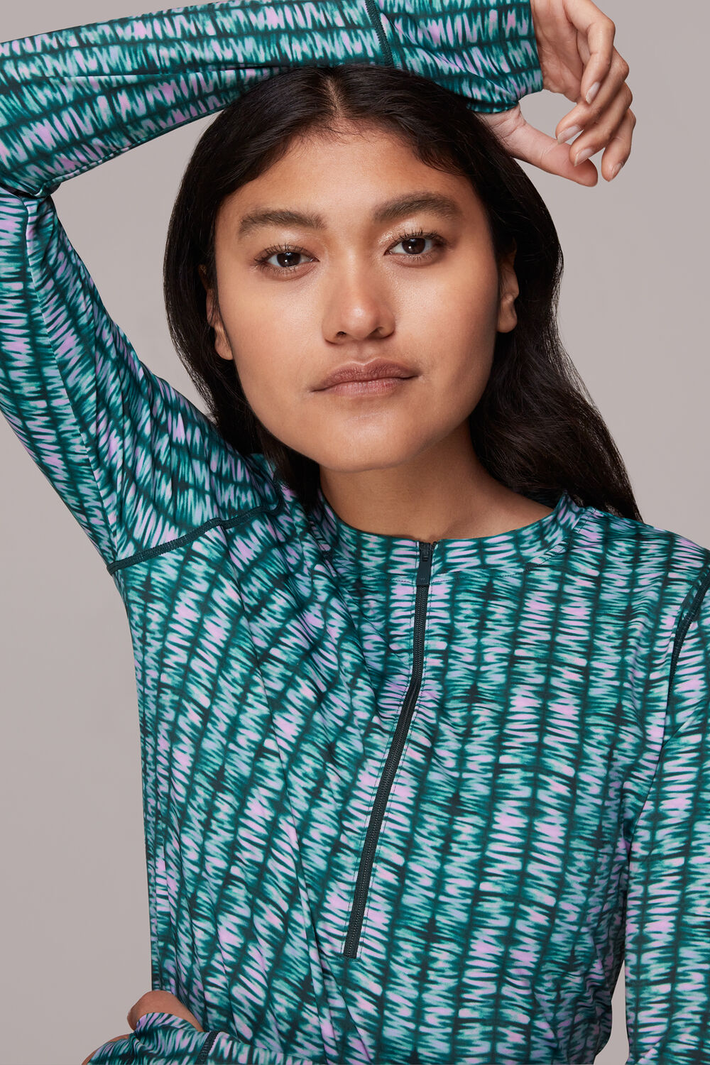 Abstract Wave Zip Sports Top